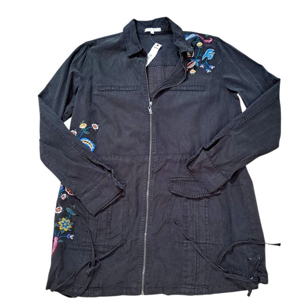 Willow & Clay Women's Light Weight Jacket Floral Boho Fall Embroidery Sz Medium